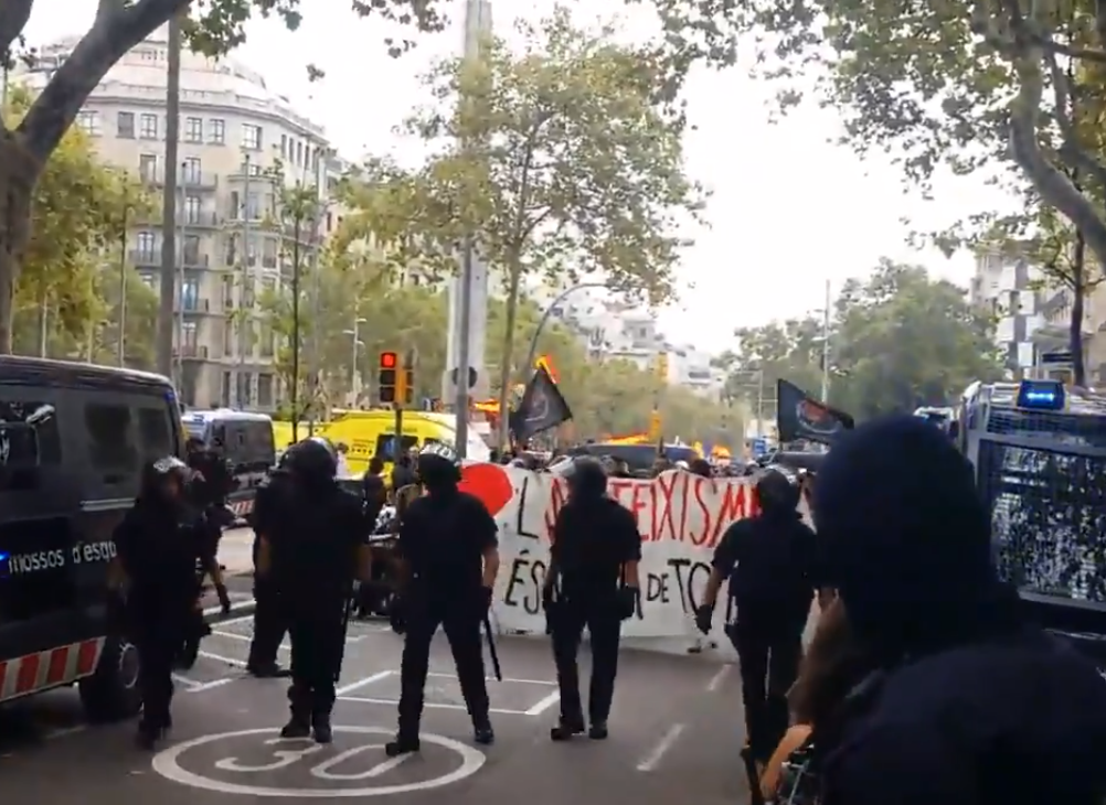 Manifestación antifascista en Barcelona. 