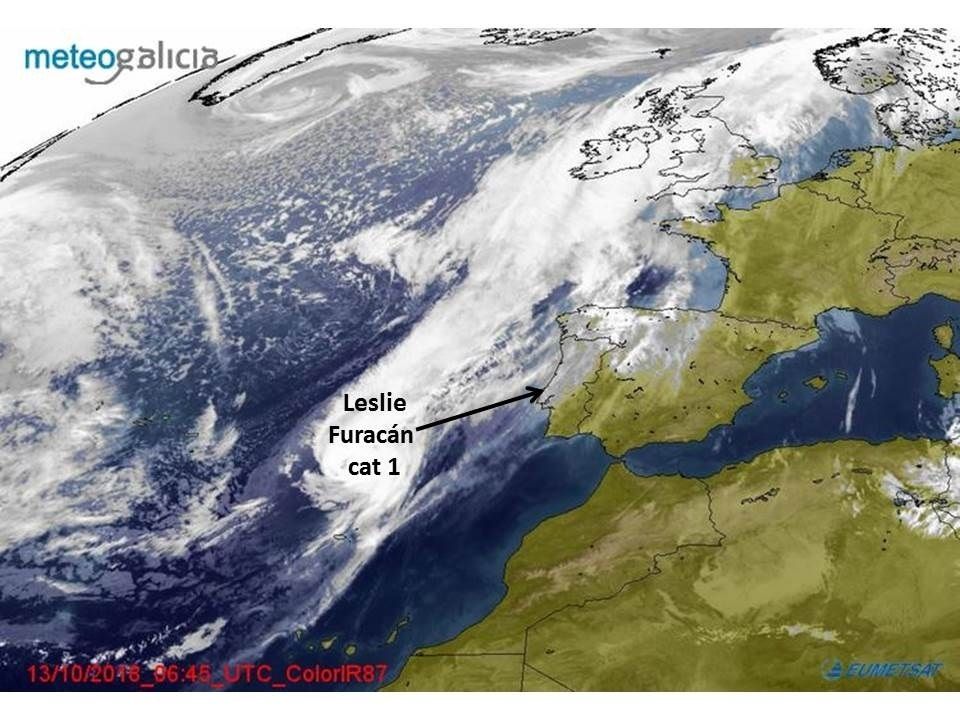 Según las previsiones Leslie puede tocar la Península Ibérica a medianoche. 