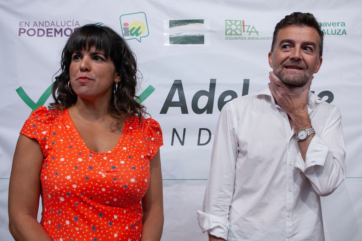 Teresa RodrÍguez y Anotnio Maíllo, en un acto de Adelante Andalucía. JESUS PRIETO/EUROPA PRESS