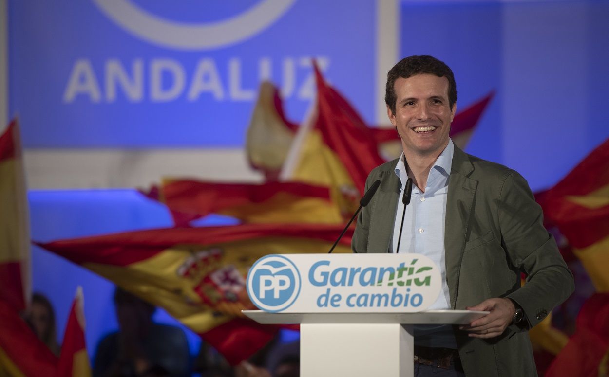 Pablo Casado durante el discurso de precampaña para las elecciones andaluzas