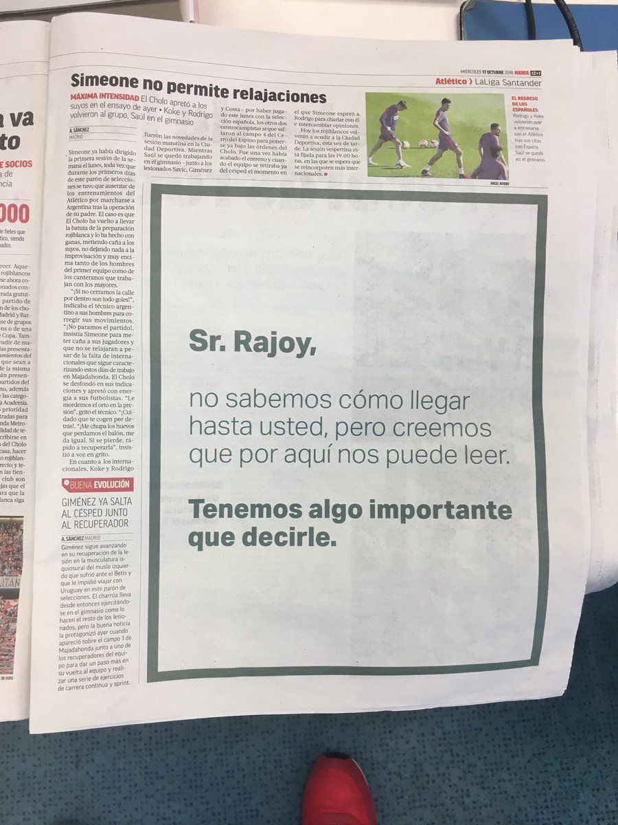 Anuncio para Rajoy en el diario deportivo MARCA