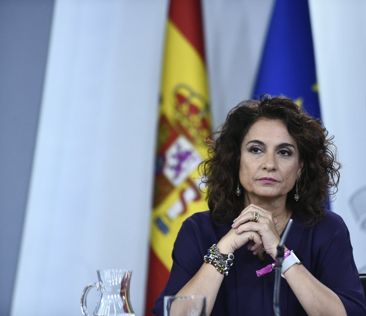 La ministra de Hacienda, María Jesús Montero, en una rueda de prensa posterior al Consejo de Ministros del Gobierno. EP
