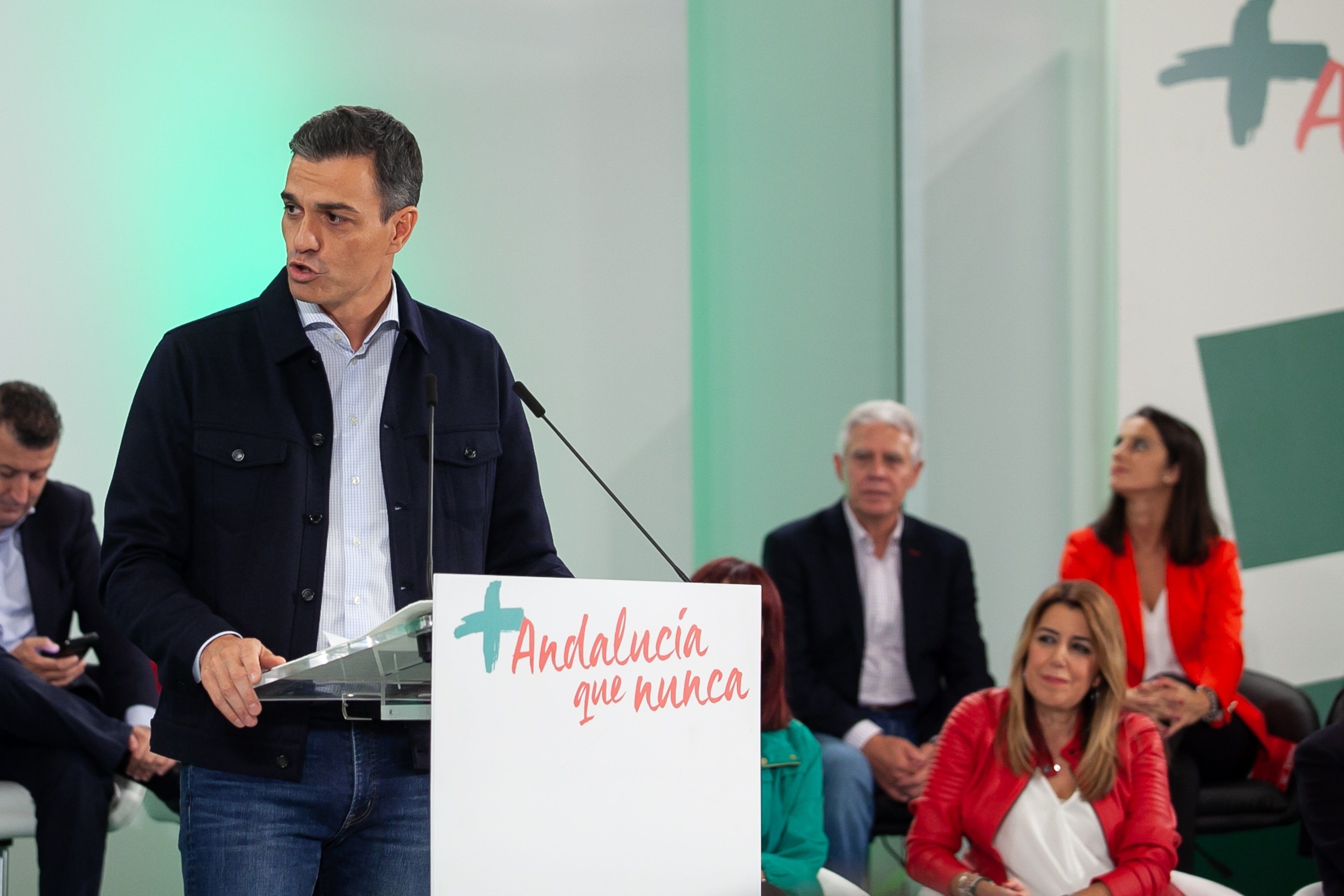 El presidente del Gobierno, Pedro Sánchez, durante su intervención en el Comité Director del PSOE-A
