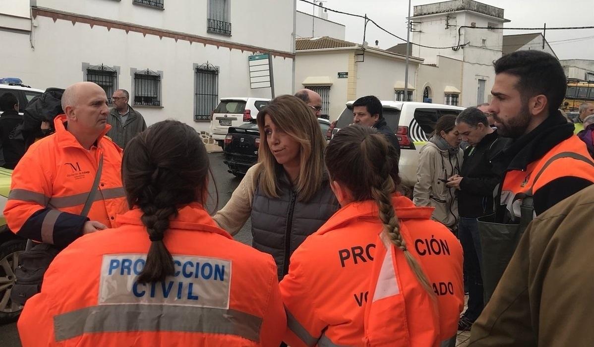 Susana Díaz visita zonas afectadas por lluvias en Málaga. Europa Press