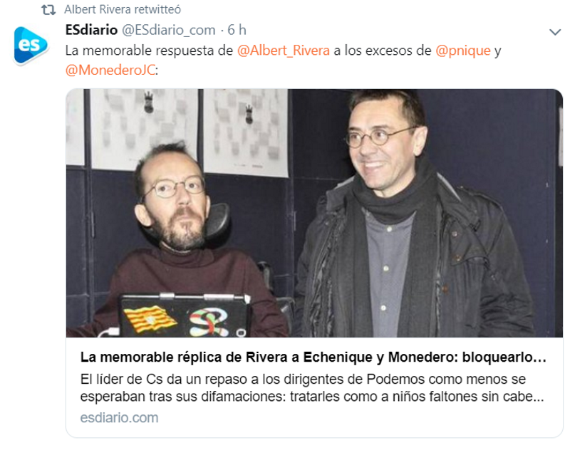 Rivera bloquea a Echenique