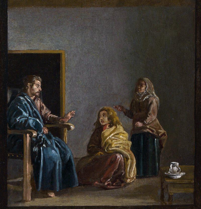 Detalle del cuadro Cristo en casa de María y Marta, donde el mesías aparece como zurdo.