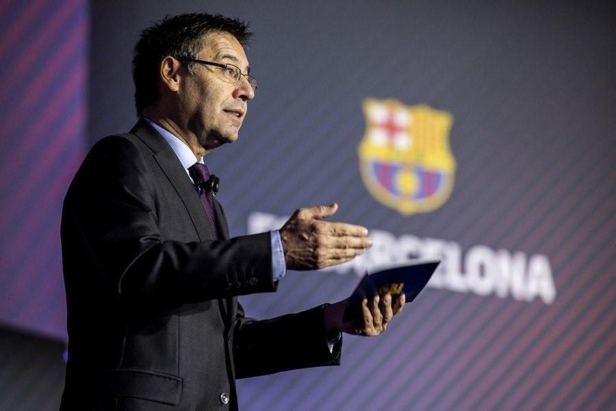 El expresidente del Fútbol Club Barcelona, Josep María Bartomeu, en la pasada Asamblea de socios. EP.