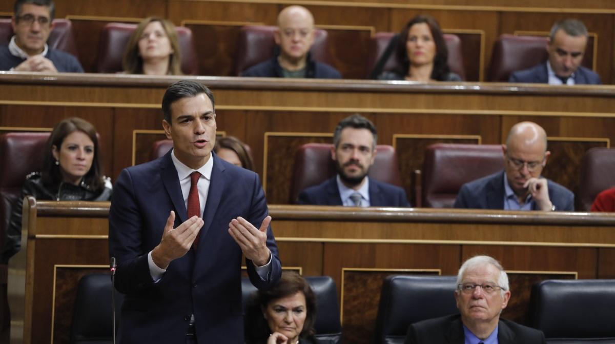 El presidente del Gobierno, Pedro Sánchez, interviene en una sesión de control al Gobierno en el Congreso. Europa Press