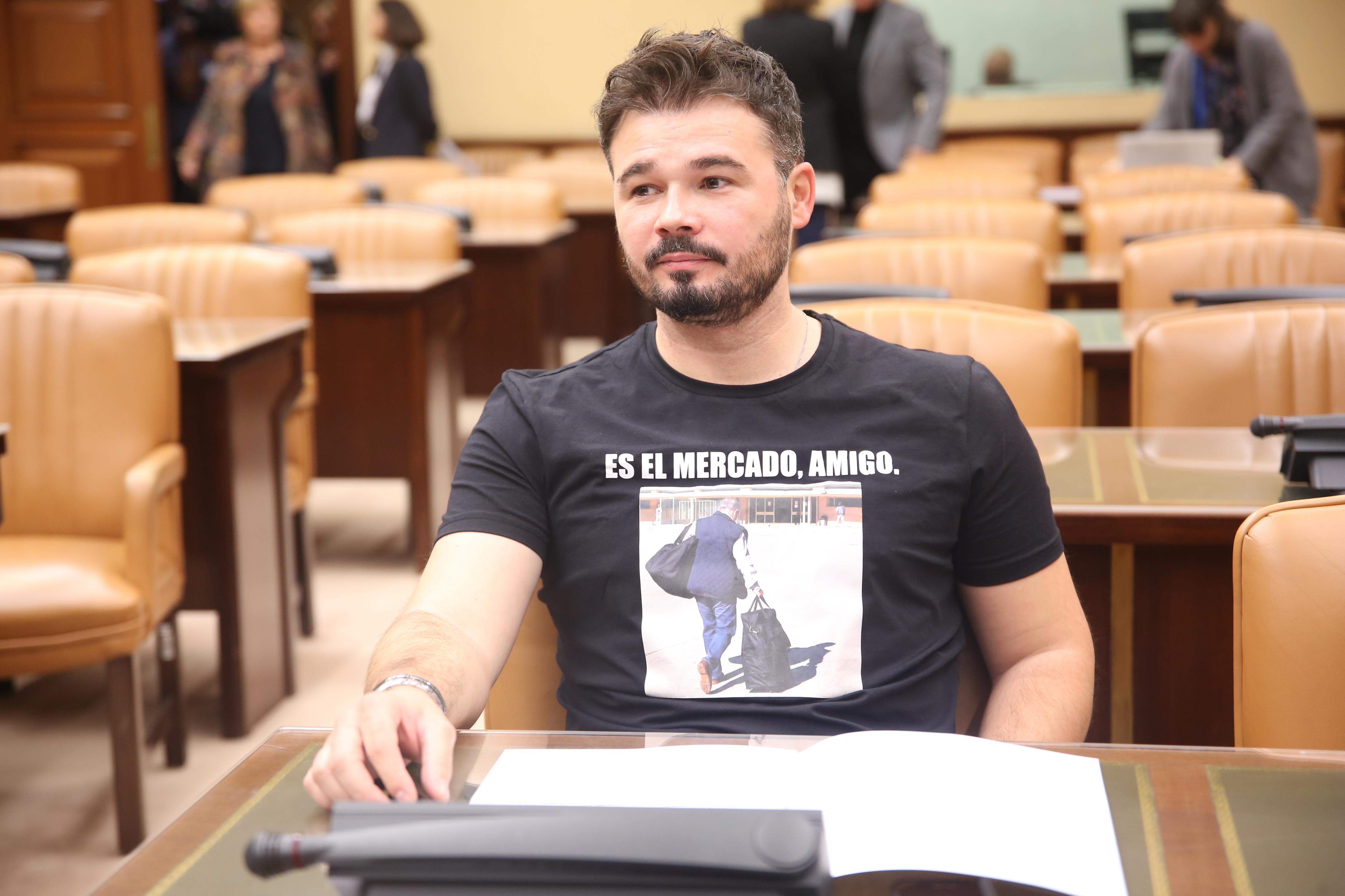 El portavoz de Esquerra Republicana en el Congreso de los Diputados Gabriel Rufián en Comisión de Investigación relativa a la presunta financiación ilegal del Partido Popular - EuropaPress  