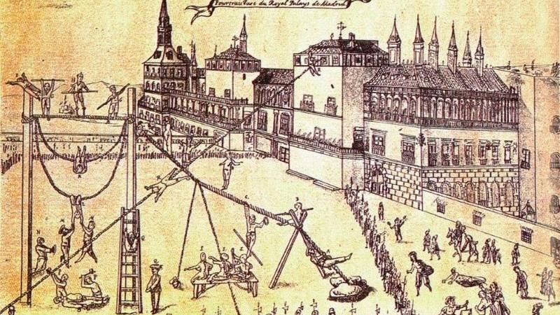 Grabado con un espectáculo en el Madrid del siglo XVI Grabado con un espectáculo en el Madrid del siglo XVI