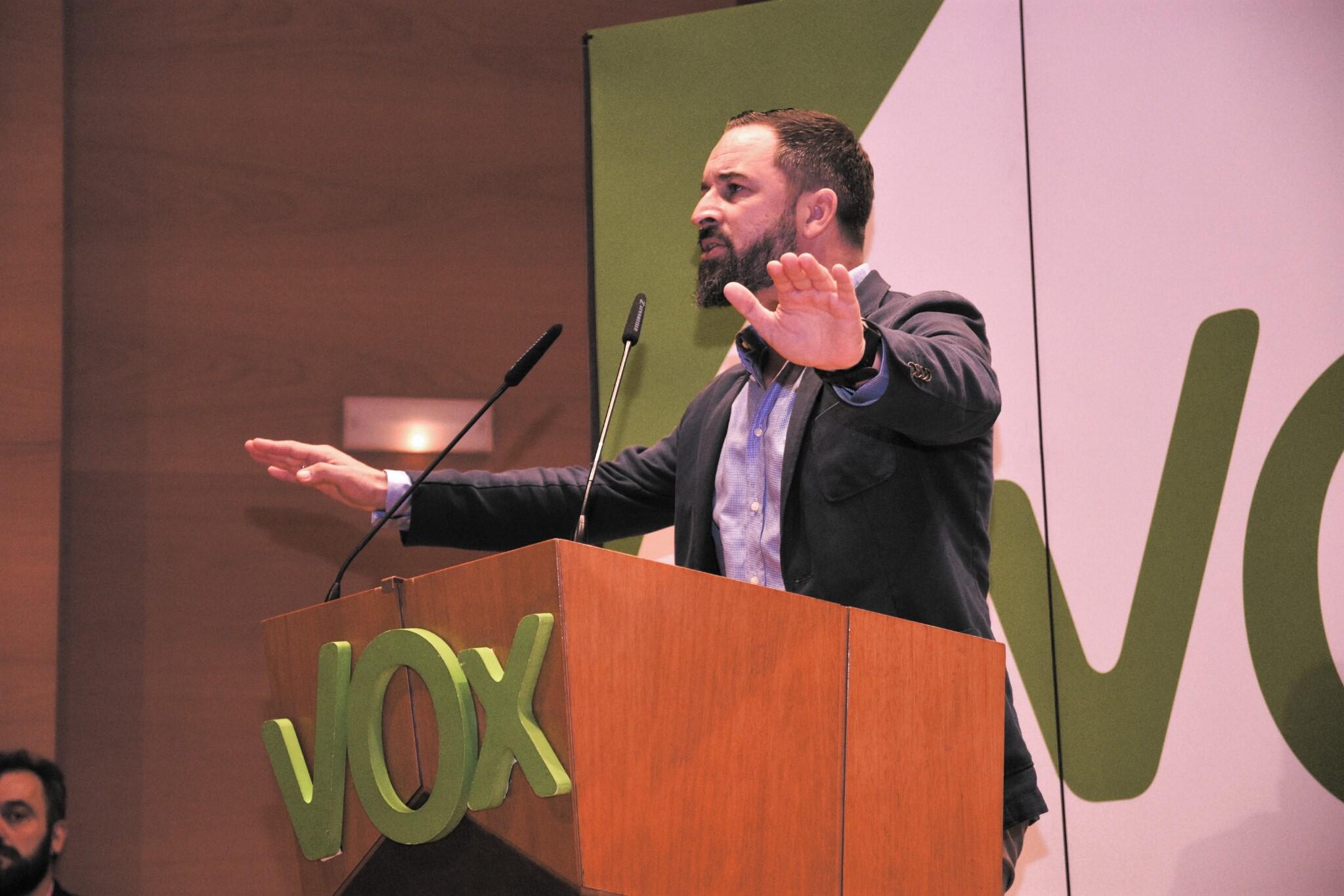 Santiago Abascal en el acto celebrado en el Palacio Euskalduna de Bilbao