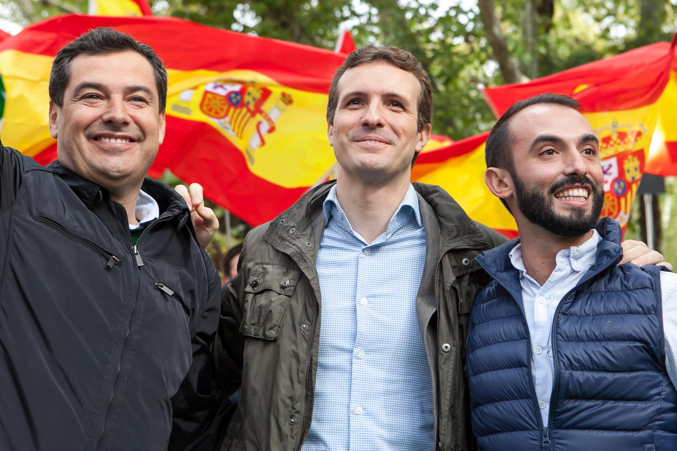 El presidente del PP, Pablo Casado, durante la clausura del acto de Nuevas Generaciones celebrado en Sevilla. 