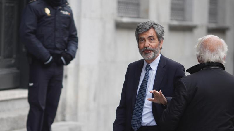 El presidente del Consejo General del Poder Judicial (CGPJ) y del Tribunal Supremo, Carlos Lesmes, llegando al Tribunal Supremo