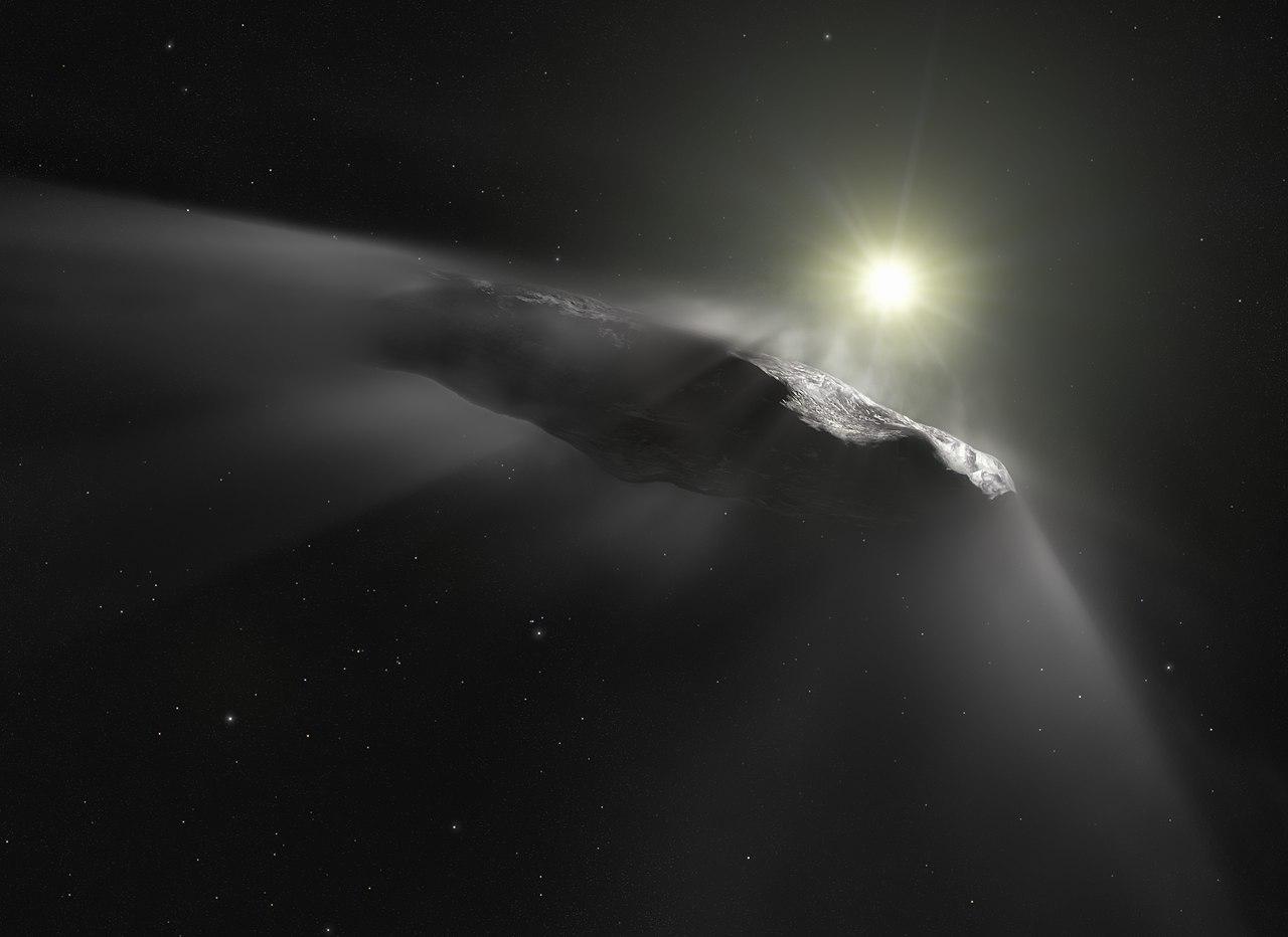 Representación de Oumuamua. Imagen: ESA Hubble, NASA, ESO, M. Kornmesser