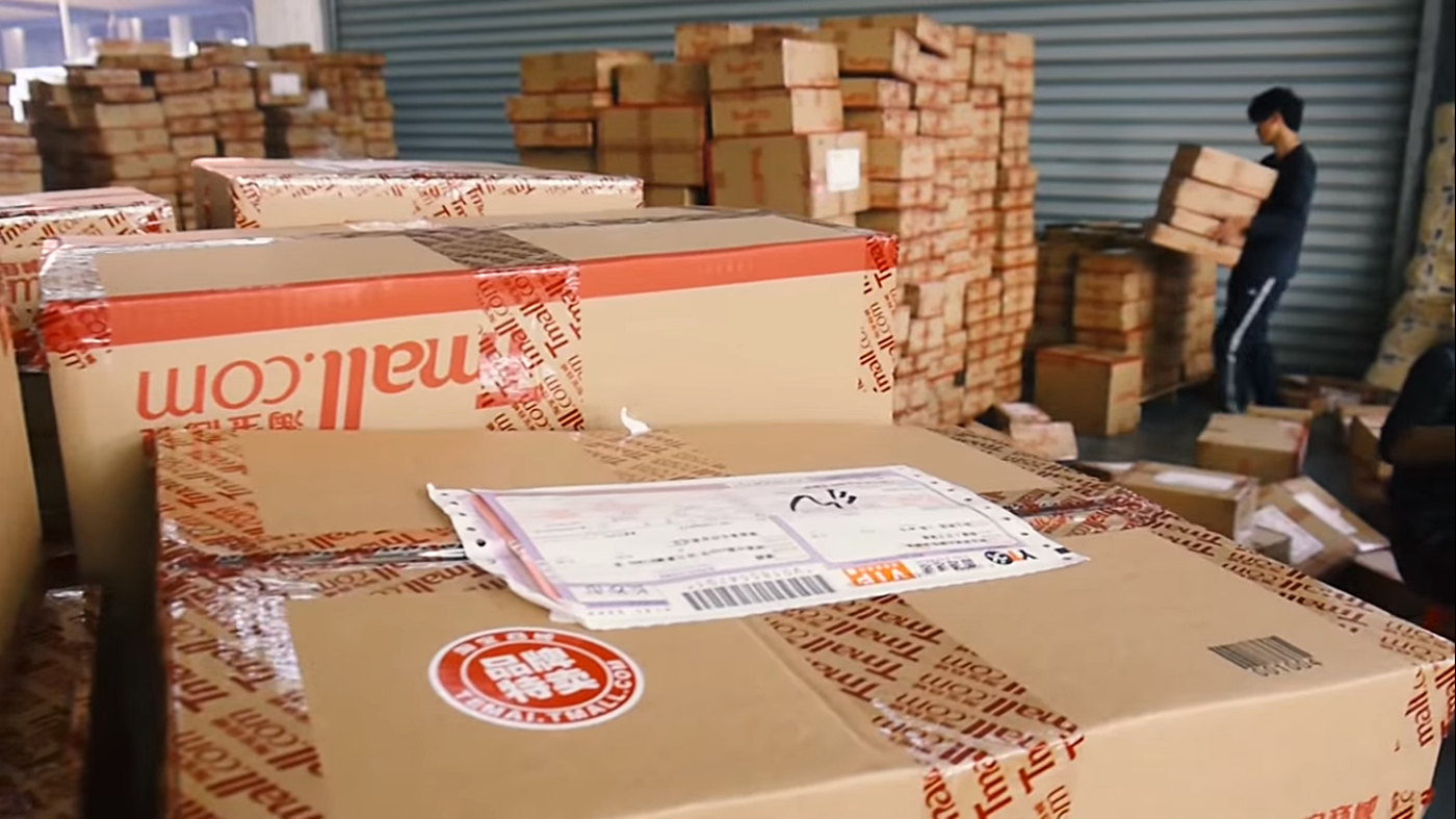 Imagen de paquetes que Alibaba envía a todo el planeta con motivo de este Día del Soltero.