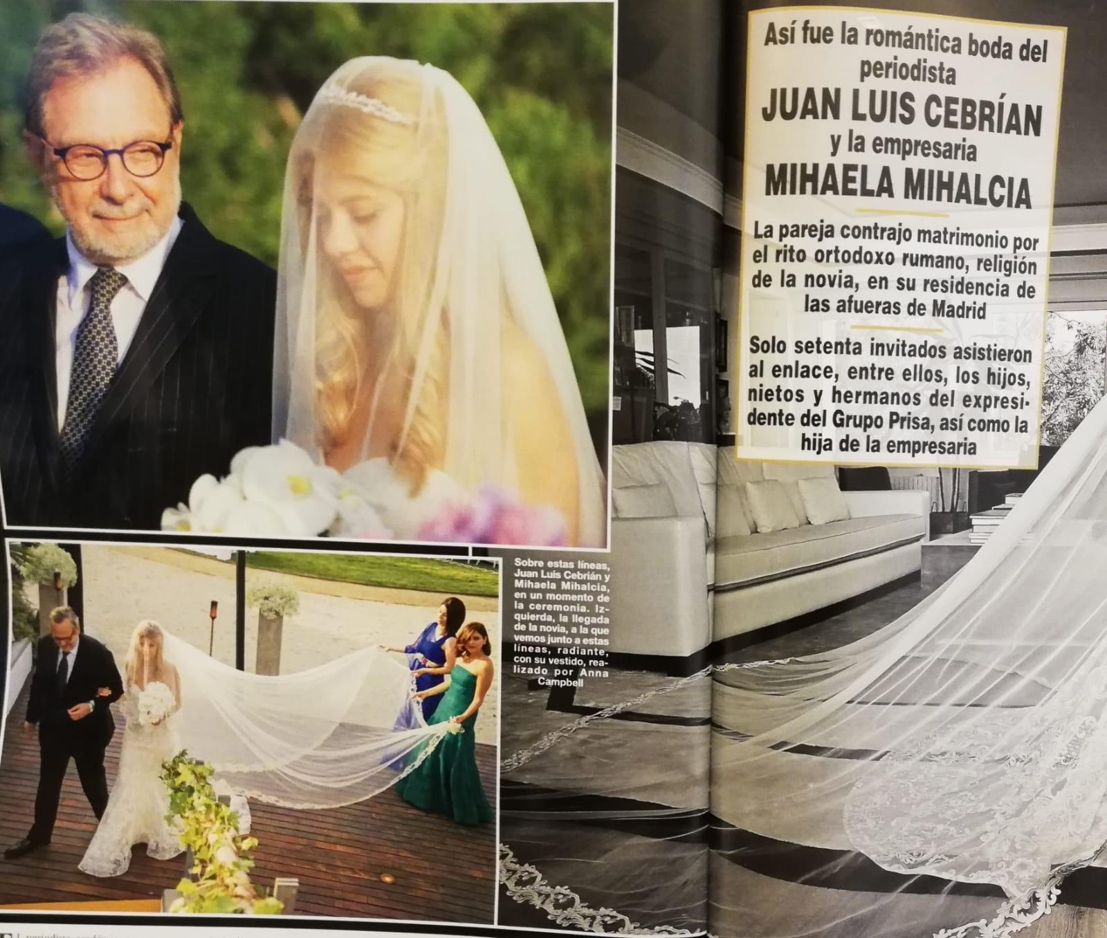Doble página de la revista '¡Hola!' dedicada a la boda de Juan Luis Cebrián.