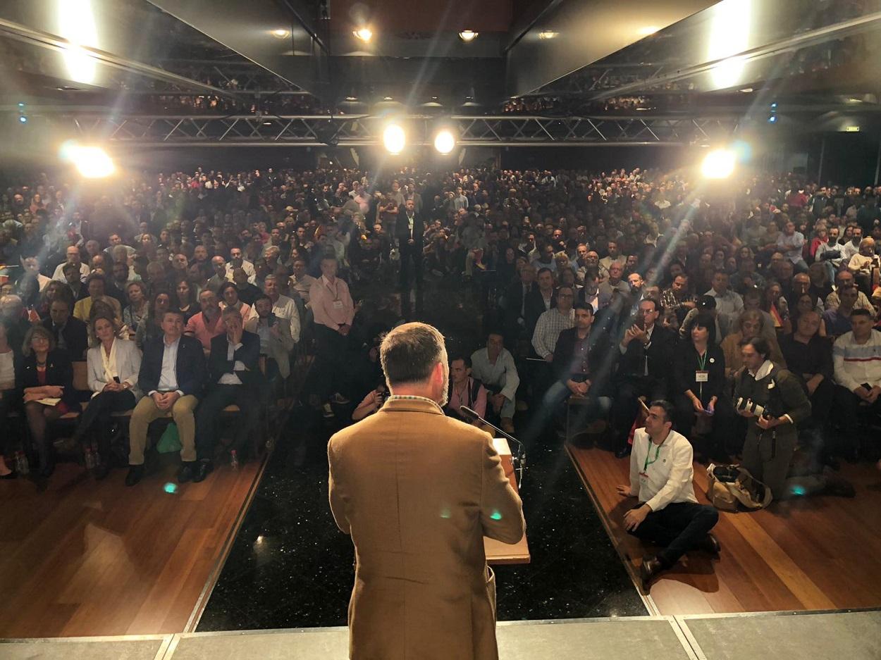 El líder de Vox, Santiago Abascal, durante su intervención en un acto en Murcia
