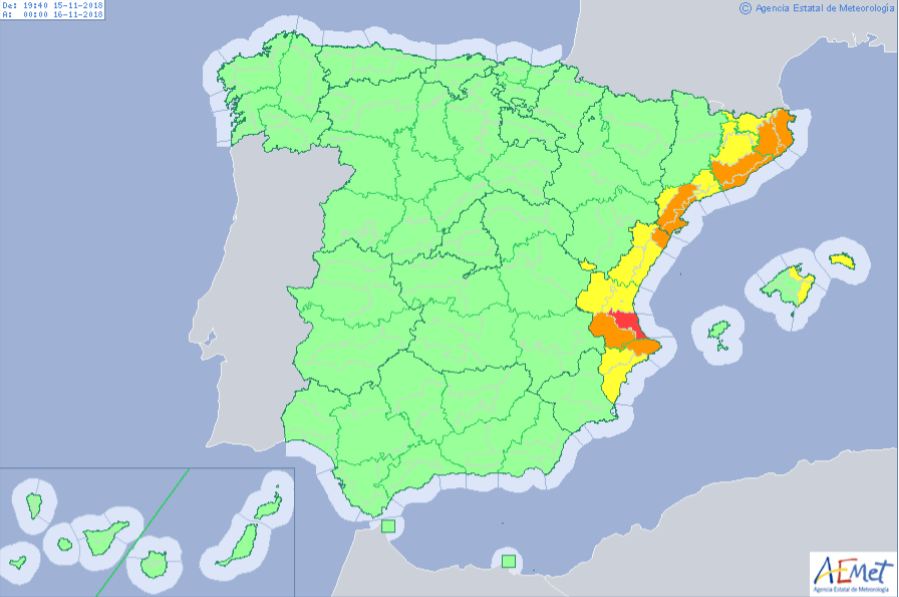 Mapa de alertas meteorológicas