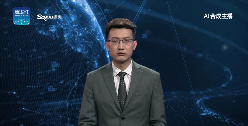 Presentador Robótico canal Xinhua. Imagen: YouTube