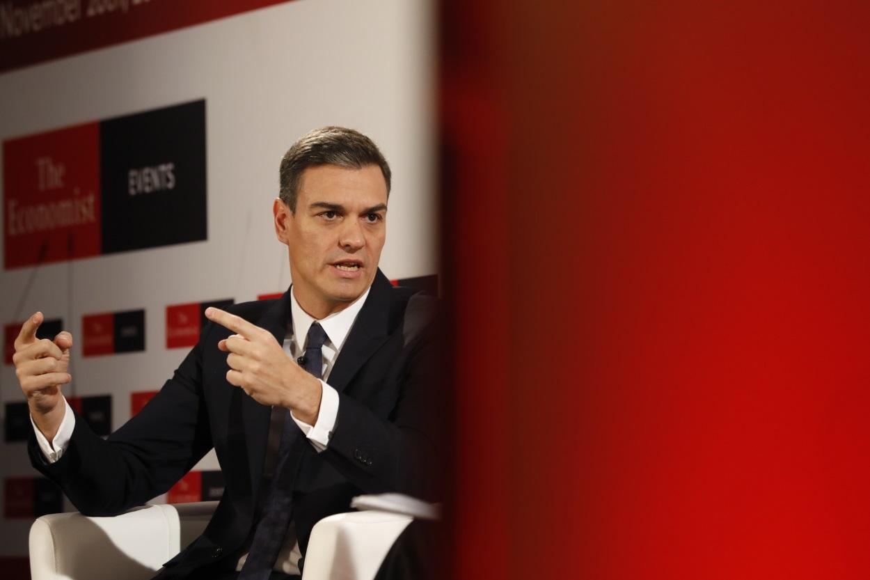 El presidente del Gobierno, Pedro Sánchez, durante una jornada organizada por The Economist
