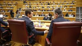 Ignacio Cosidó junto a Pablo Casado durante una reunión del Grupo Parlamentario en el Congreso de los Diputados