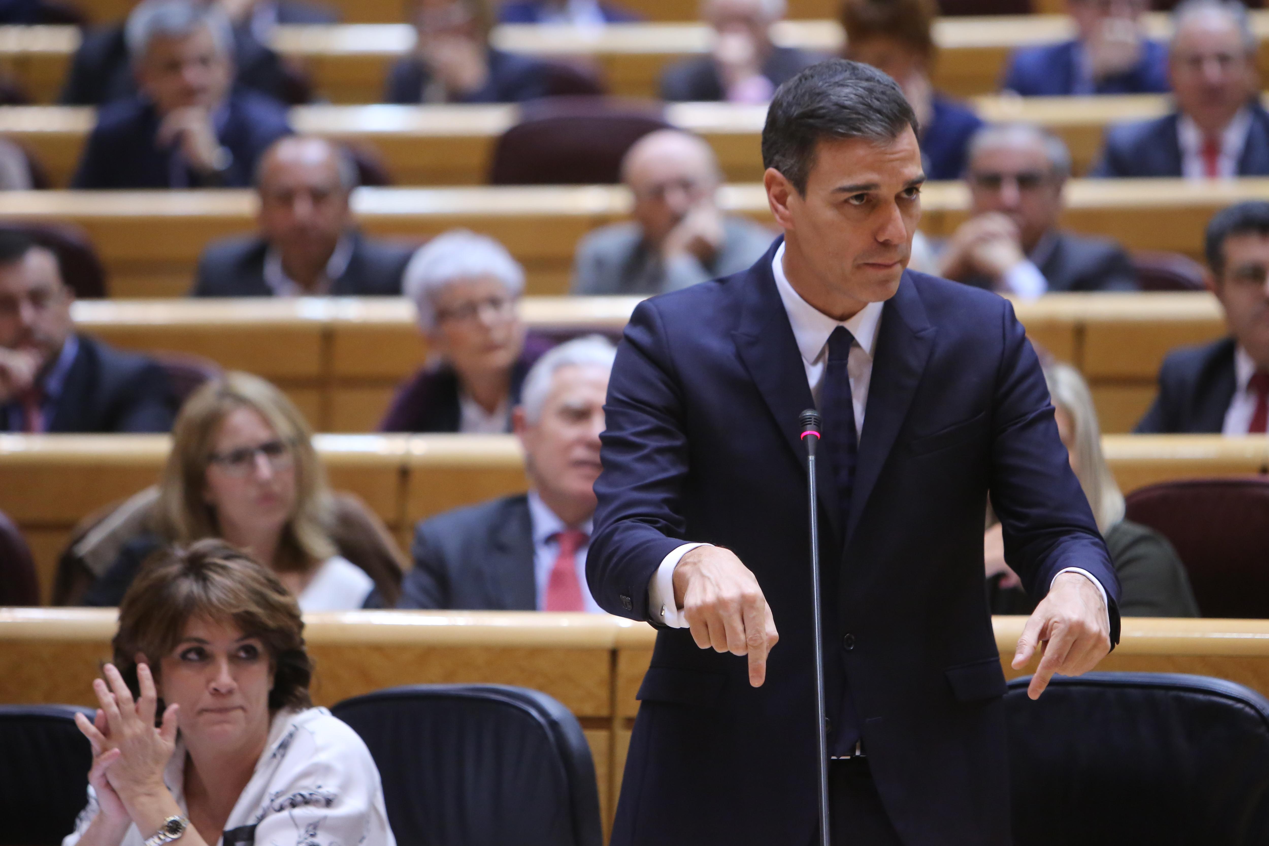 El presidente del Gobierno Pedro Sánchez durante la sesión de control en el Senado - Ricardo Rubio Europa Press