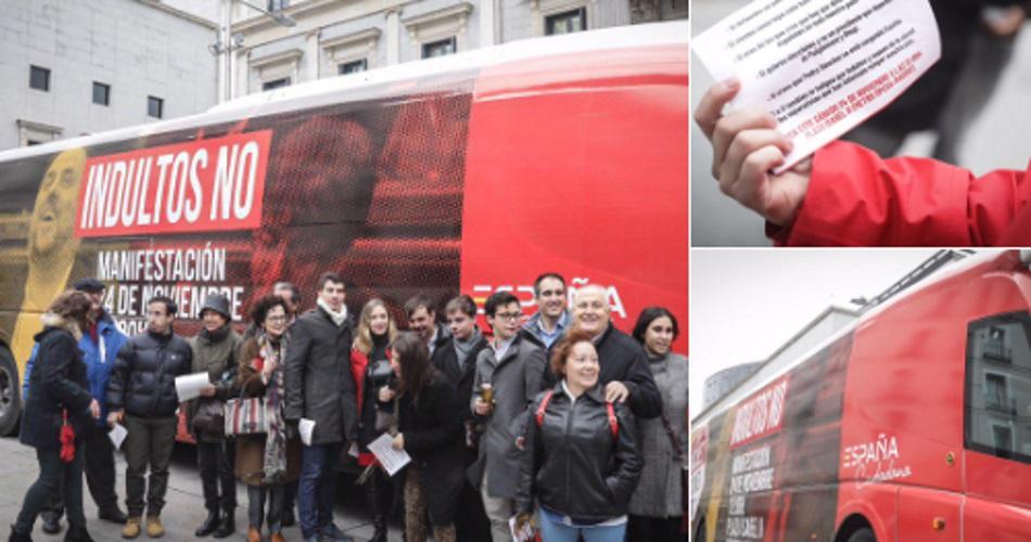 Ciudadanos saca a la calle un autobús contra el indulto de políticos independentistas. Twitter Cs