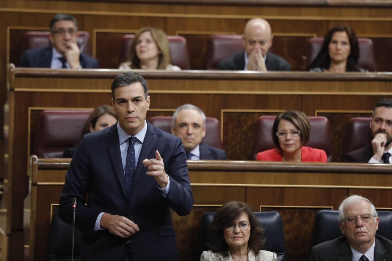 Pedro Sánchez durante la sesión de control al Gobierno