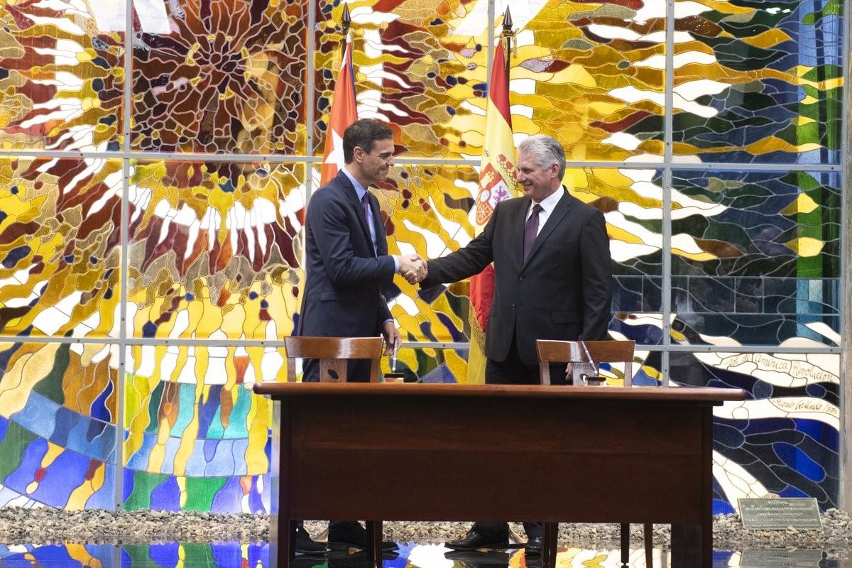  El presidente del Gobierno Pedro Sánchez y el presidente de Cuba Miguel Díaz Canel.