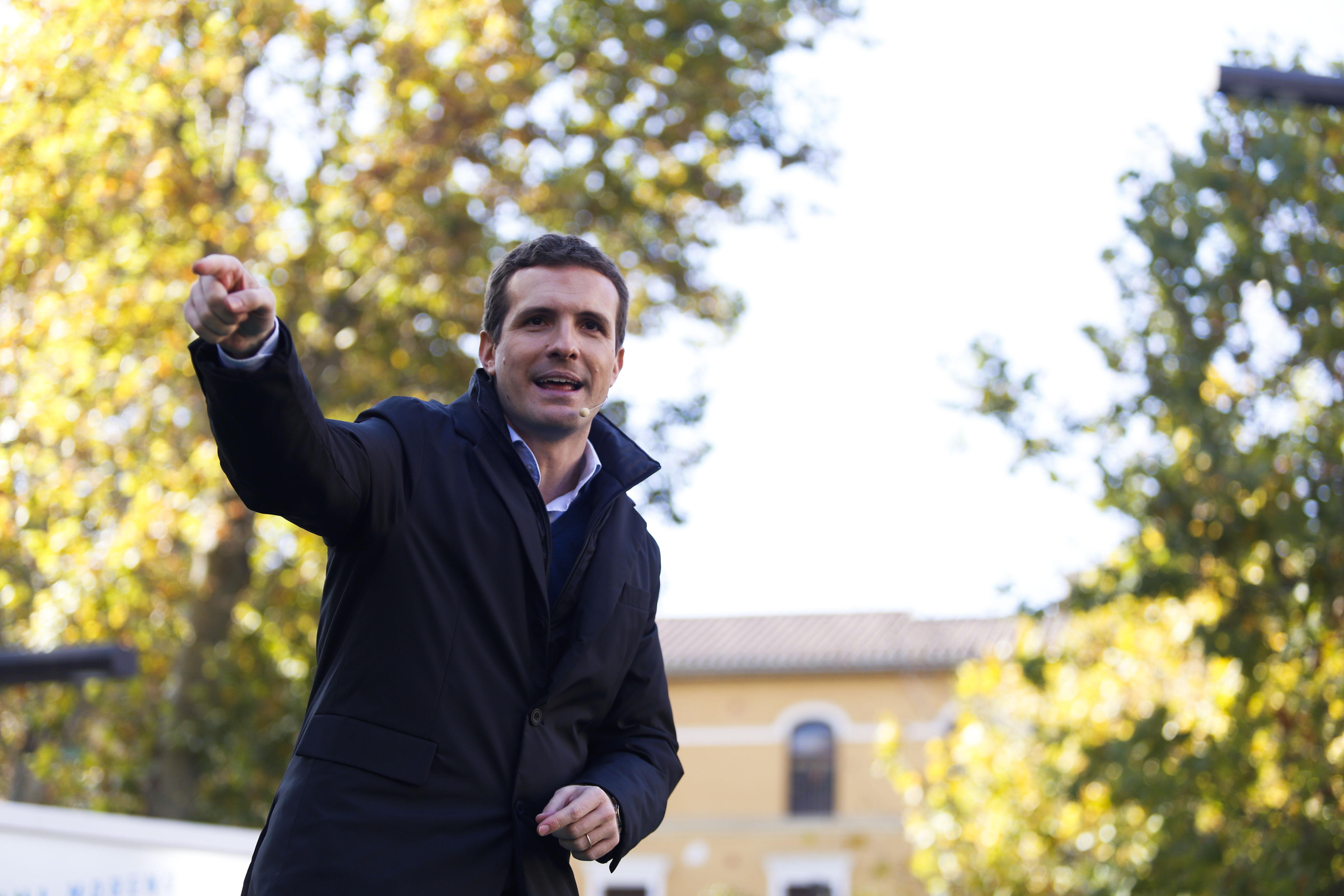 El presidente del PP, Pablo Casado, durante el acto que el partido ha celebrado en Granada. 