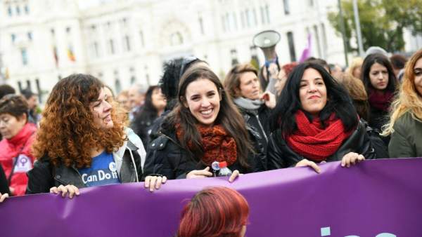 Irene Montero, en la manifestación de este domingo contra la violencia machista.