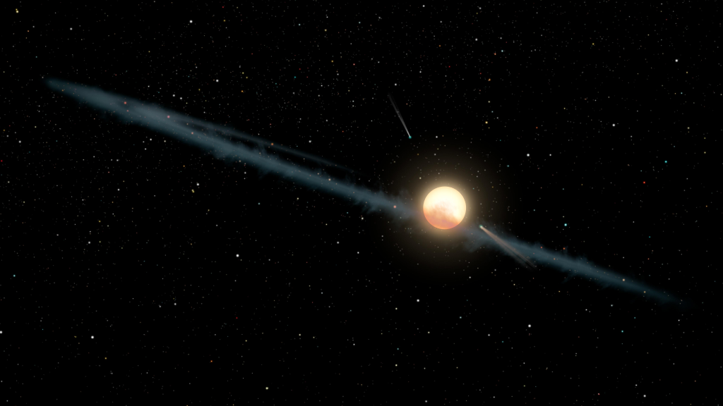 Recreación de una estrella cubierta por una nube de polvo. Imagen. Foto: JPL Nasa 