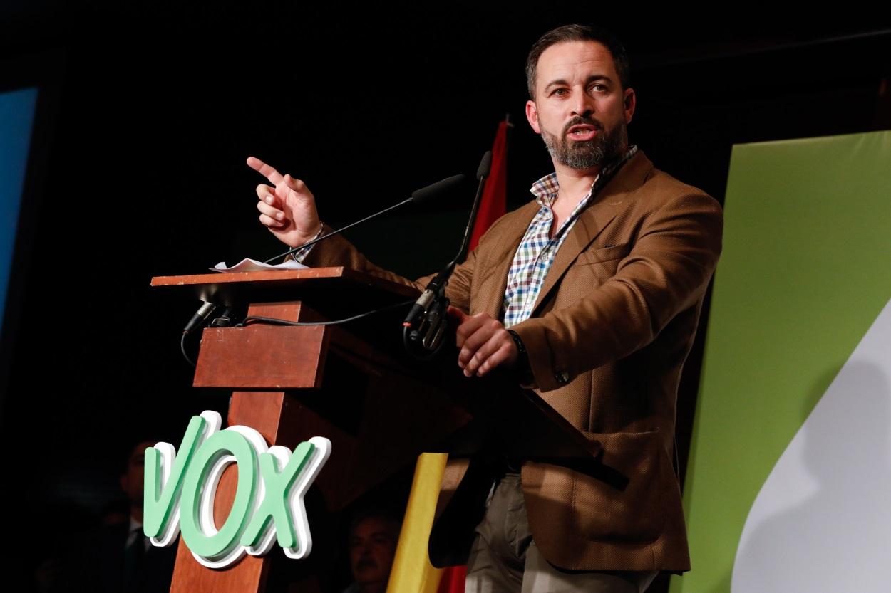 El líder de Vox, Santiago Abascal, durante un acto en Murcia