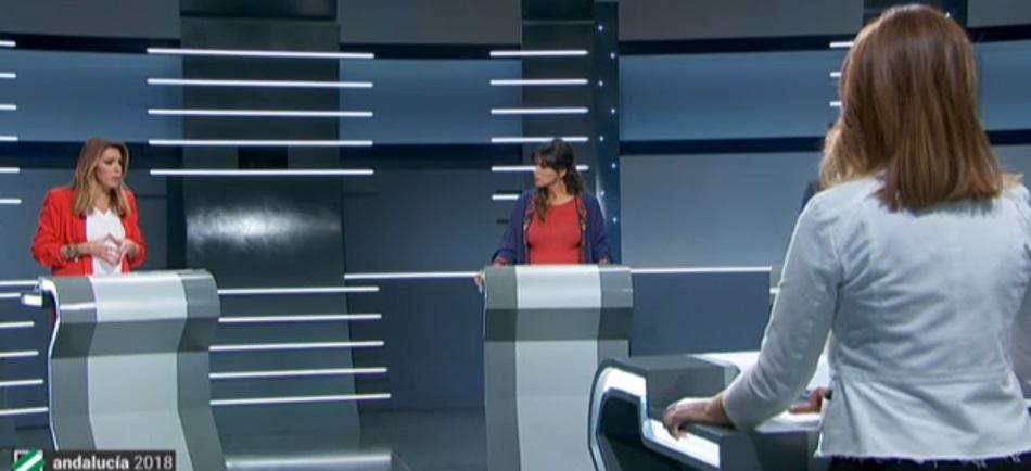 Susana Díaz y Teresa Rodriguez en el debate a cuatro en TVE