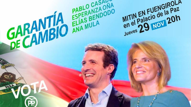 El cartel donde el PP borra a Moreno Bonilla