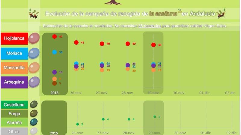 Toneladas de la cosecha de aceitunas Toneladas de la cosecha de aceitunas