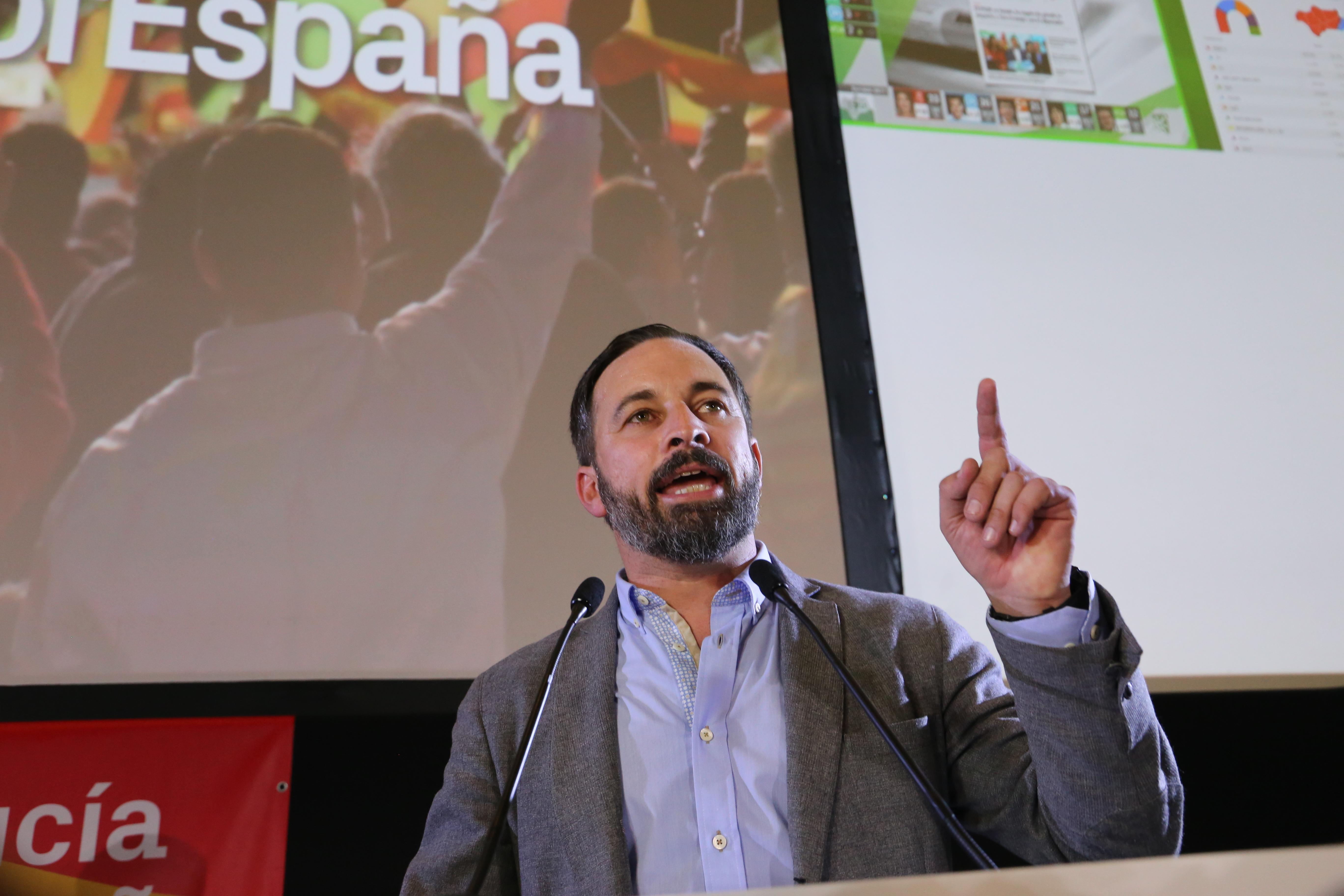 El presidente de VOX Santiago Abascal en rueda de prensa ayer - Rocio Fernandez Europa Press