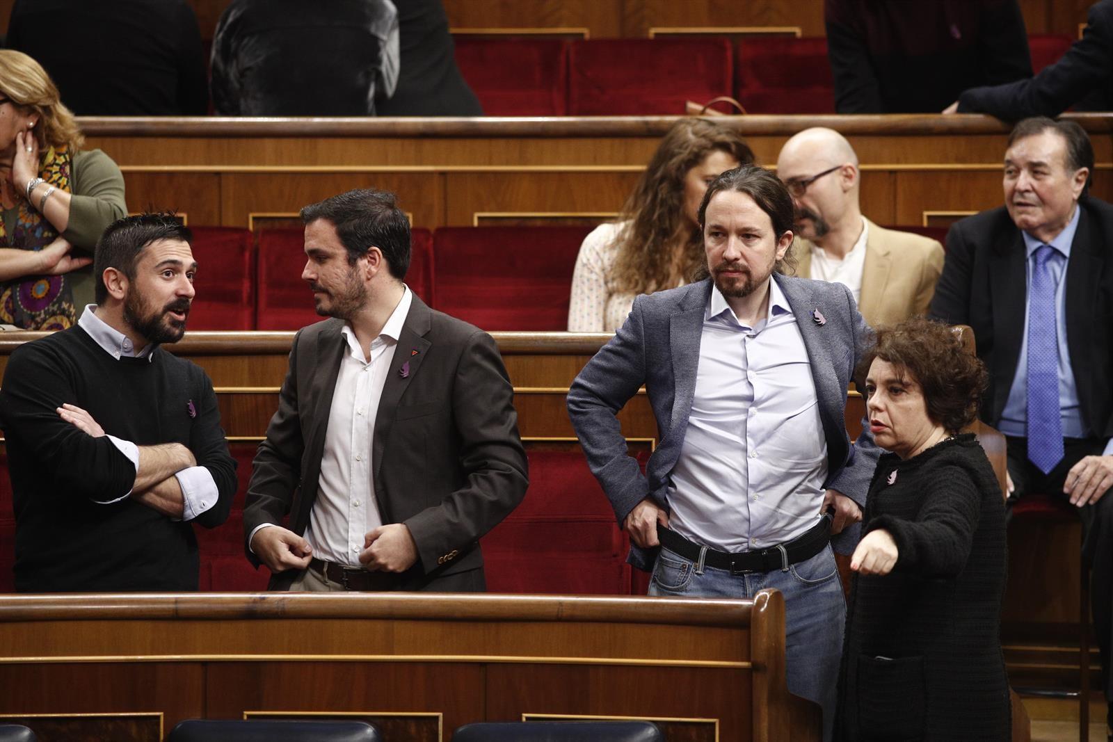 Ramón Espinar, Alberto Garzón y Pablo Iglesias