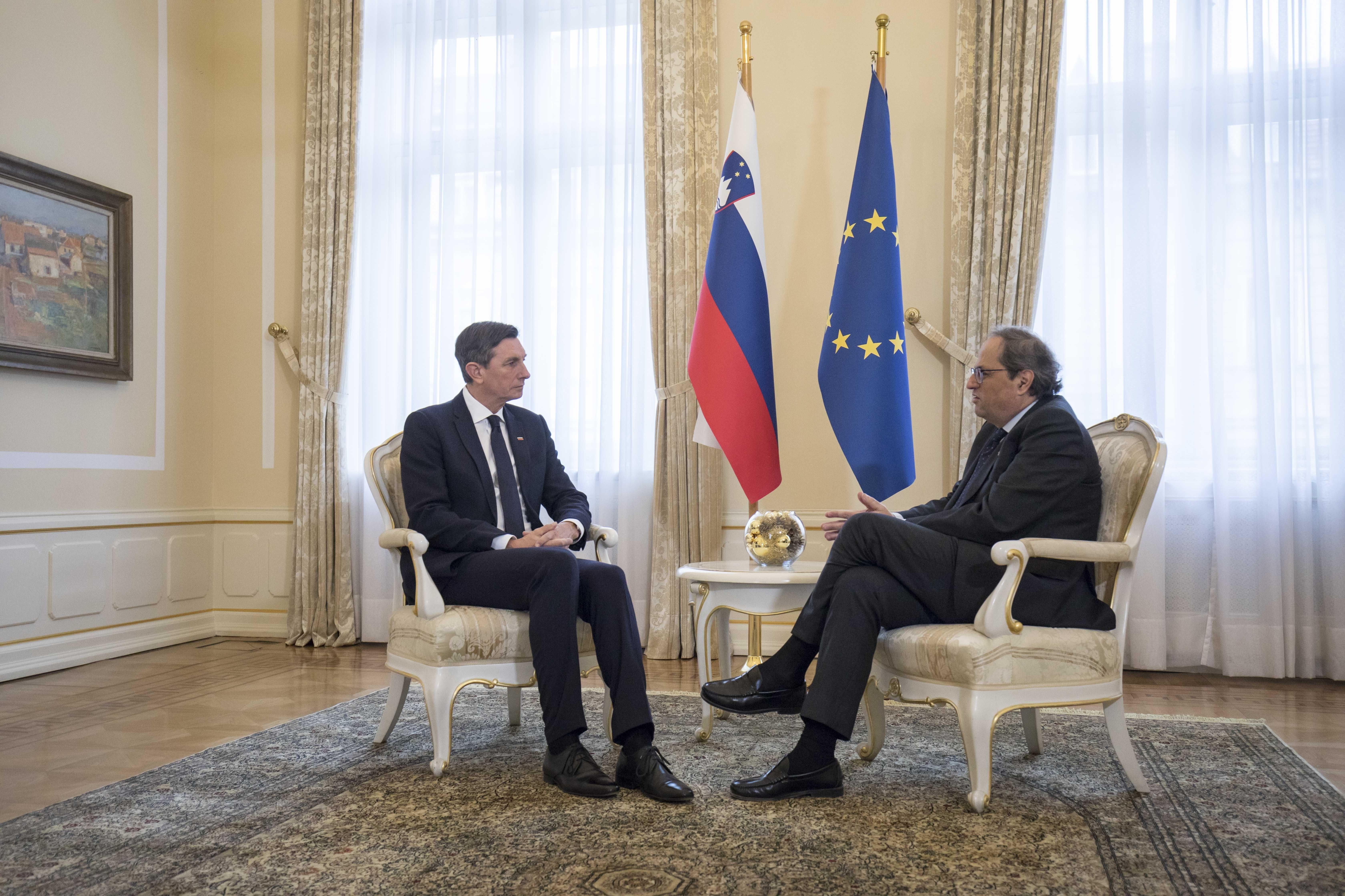 El presidente de Eslovenia, Borut Pahor, y el de la Generalitat, Quim Torra. EP