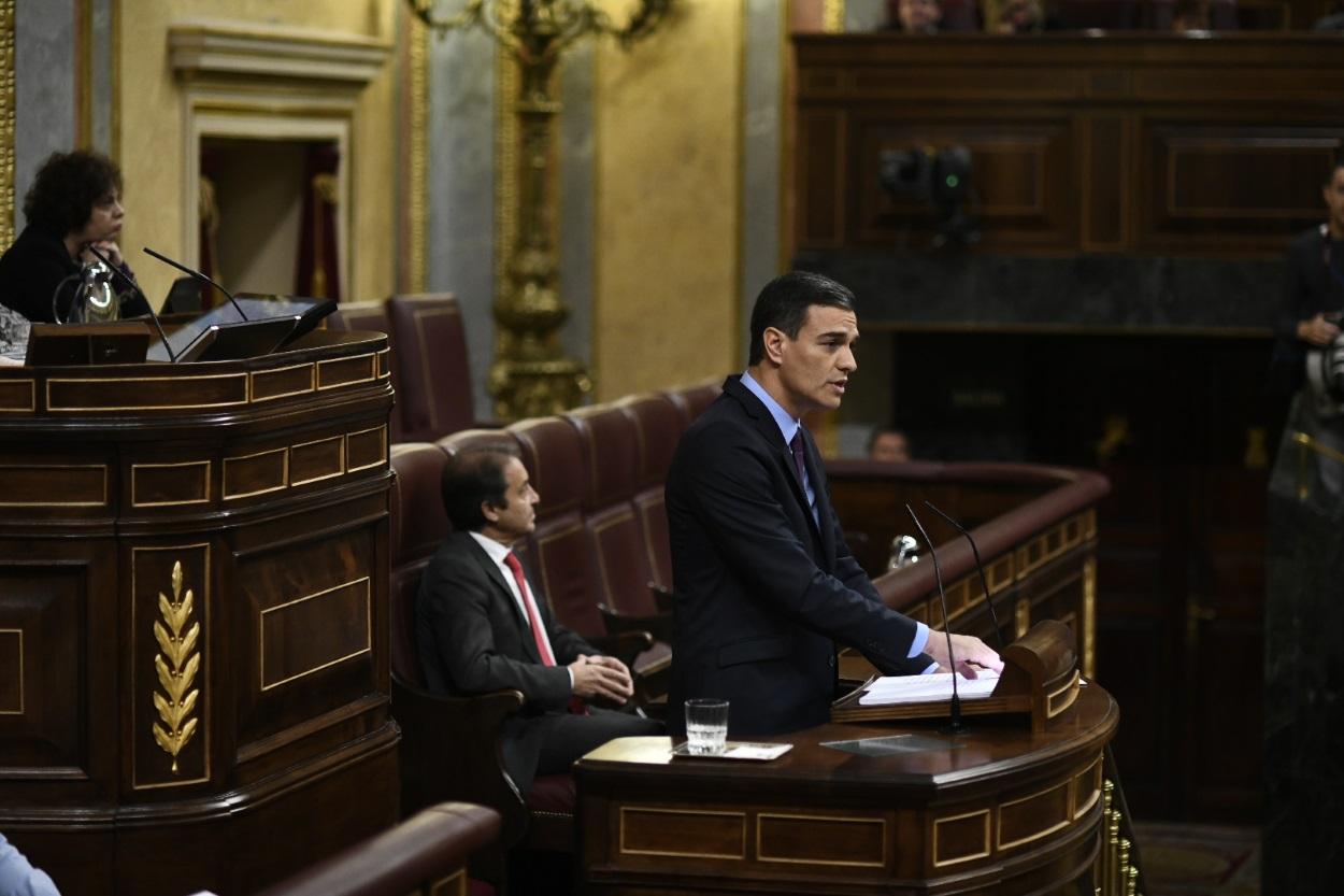 El presidente del Gobierno, Pedro Sánchez, durante el pleno sobre Cataluña y el Brexit