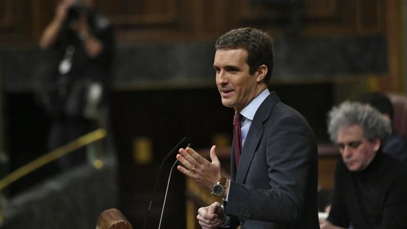 El presidente del Partido Popular Pablo Casado interviene en el Congreso de los Diputados. EP