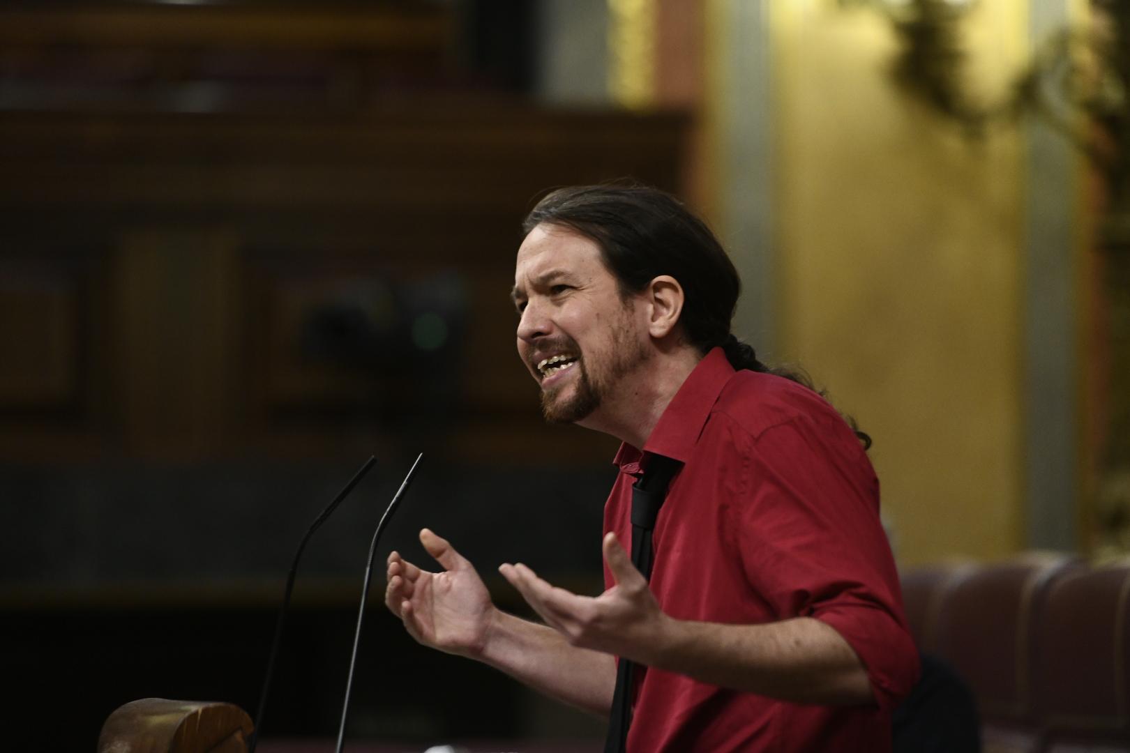 El secretario general de Podemos Pablo Iglesias durante una intervención en el pleno del Congreso - Oscar del Pozo Europa Press