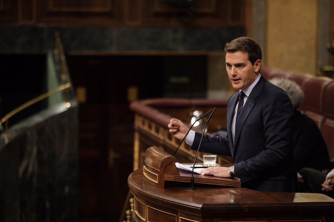 Albert Rivera durante su comparecencia en el Congreso. Twitter: @CiudadanosCs