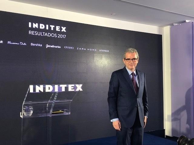 Pablo Isla, presidente de Inditex, en la presentación de resultados de 2017 - Europa Press