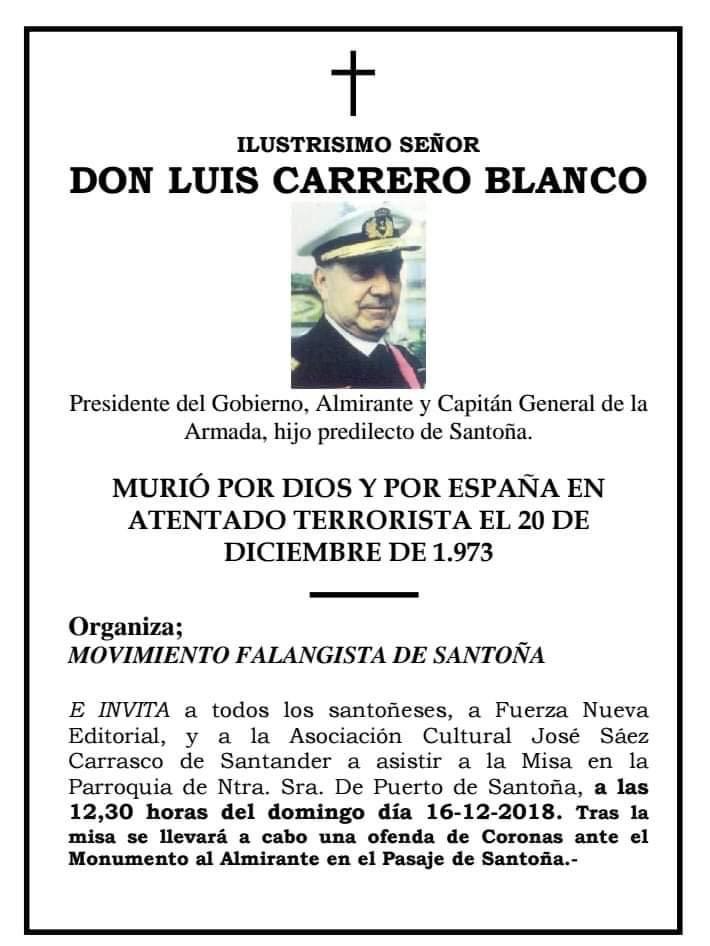 Esquela para homenajear a Carrero Blanco Esquela para homenajear a Carrero Blanco