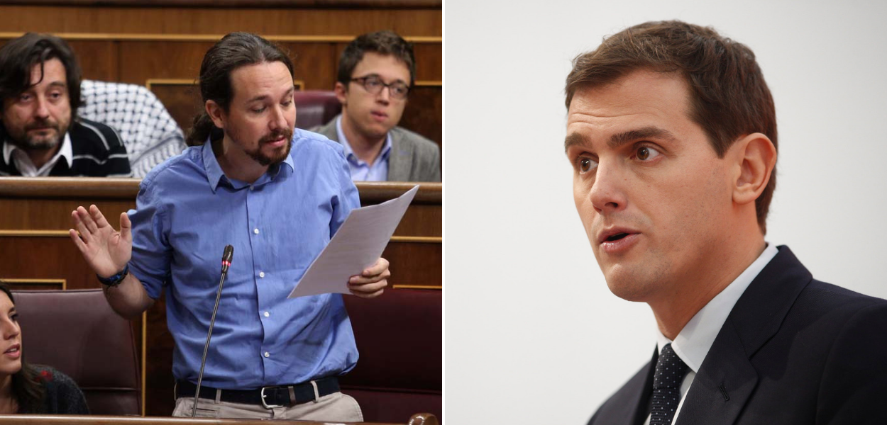 El líder de Podemos, Pablo Iglesias y el presidente de Ciudadanos, Albert Rivera