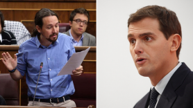 El líder de Podemos, Pablo Iglesias y el presidente de Ciudadanos, Albert Rivera