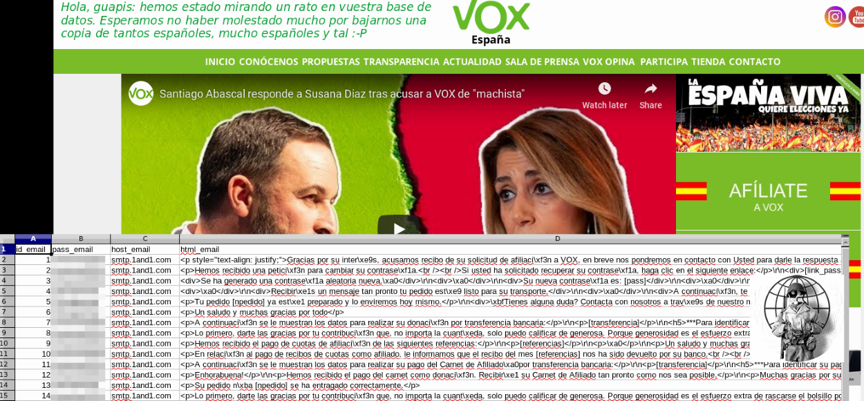 Anonymous hackea la web de Vox