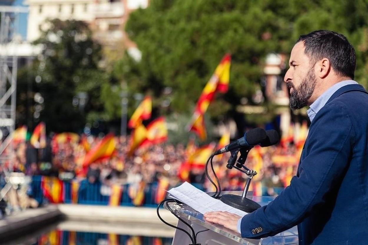 El líder de VOX, Santiago Abascal, en un acto de su partido.