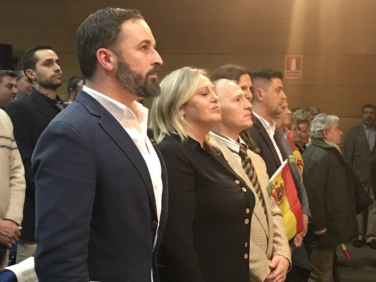 Acto de Vox en Teruel con la presencia de su presidente, Santiago Abascal, y la presidenta provincial, Soledad Feases. EP